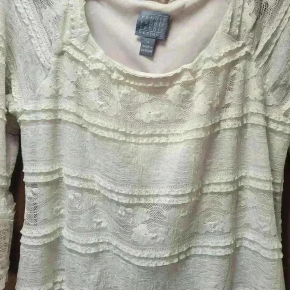 Rabbit rabbit rabbit designs white lace dress womans sz 4 - Picture 3 of 4